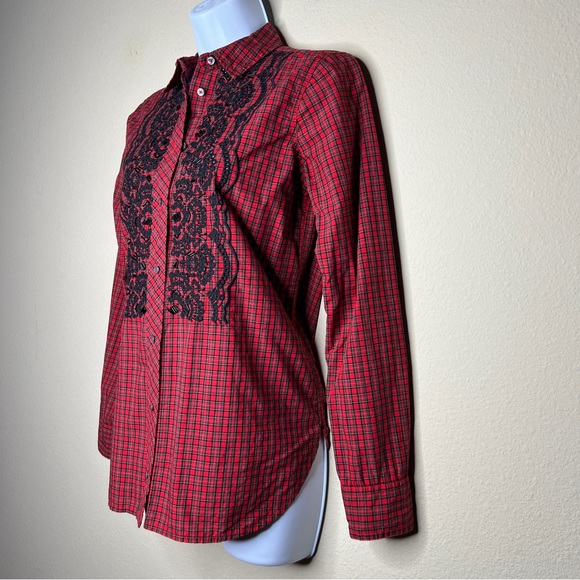 J CREW Red Embellished Plaid Boy Shirt - H3505 - Sz 0 - Picture 6 of 13